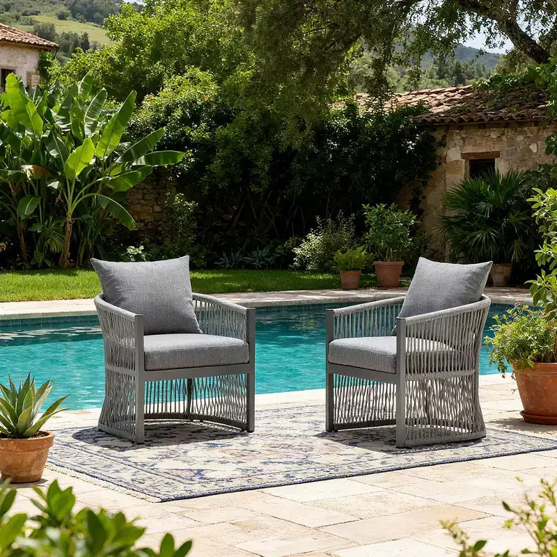 Christopher Knight Home Cassie Outdoor Aluminum Club Chair with Rope Accents (Set of 2)