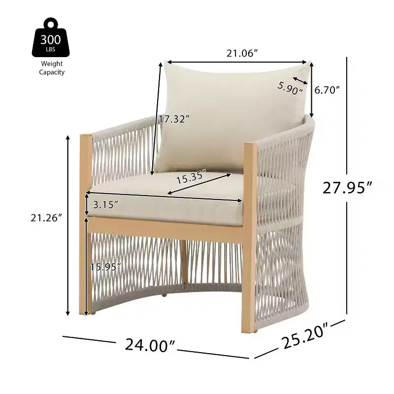 Christopher Knight Home Cassie Outdoor Aluminum Club Chair with Rope Accents (Set of 2)