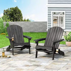 Christopher Knight Home Kandyce Sedia pieghevole Adirondack da esterno in legno di acacia con portabicchieri (set da 2)