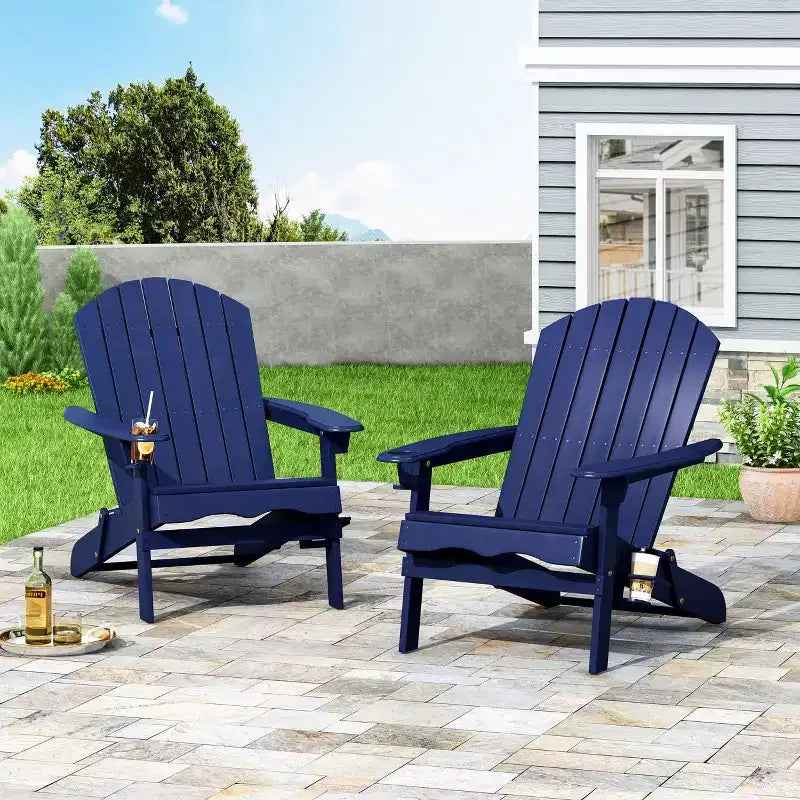 Christopher Knight Home Kandyce Sedia pieghevole Adirondack da esterno in legno di acacia con portabicchieri (set da 2)