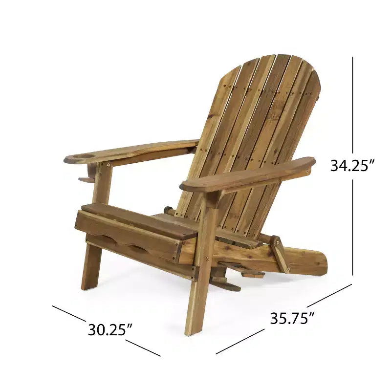 Christopher Knight Home Kandyce Sedia pieghevole Adirondack da esterno in legno di acacia con portabicchieri (set da 2)