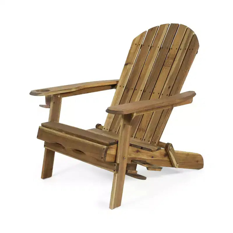 Christopher Knight Home Kandyce Sedia pieghevole Adirondack da esterno in legno di acacia con portabicchieri (set da 2)