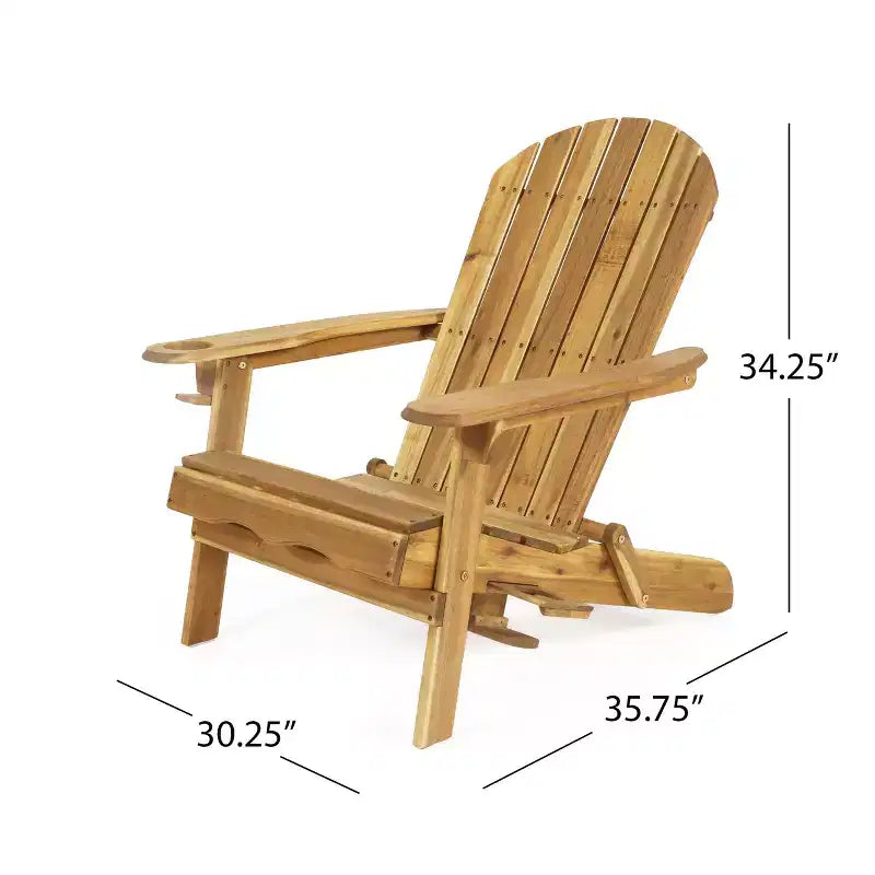 Christopher Knight Home Kandyce Sedia pieghevole Adirondack da esterno in legno di acacia con portabicchieri (set da 2)