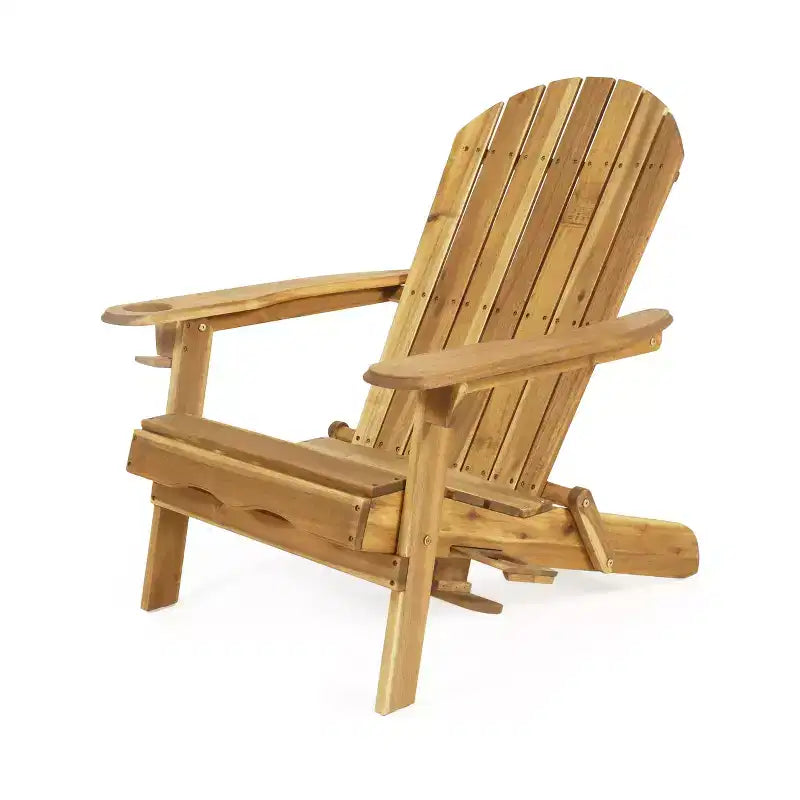 Christopher Knight Home Kandyce Sedia pieghevole Adirondack da esterno in legno di acacia con portabicchieri (set da 2)