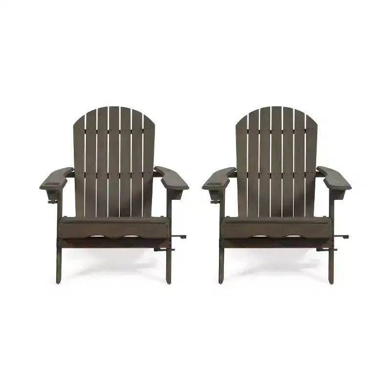 Christopher Knight Home Kandyce Sedia pieghevole Adirondack da esterno in legno di acacia con portabicchieri (set da 2)