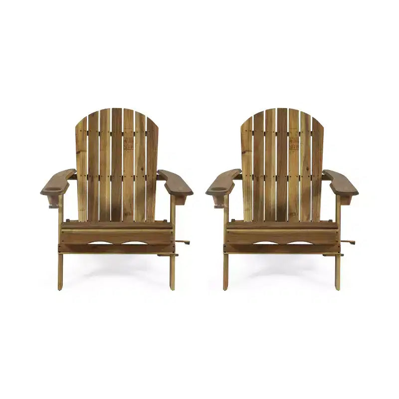 Christopher Knight Home Kandyce Sedia pieghevole Adirondack da esterno in legno di acacia con portabicchieri (set da 2)