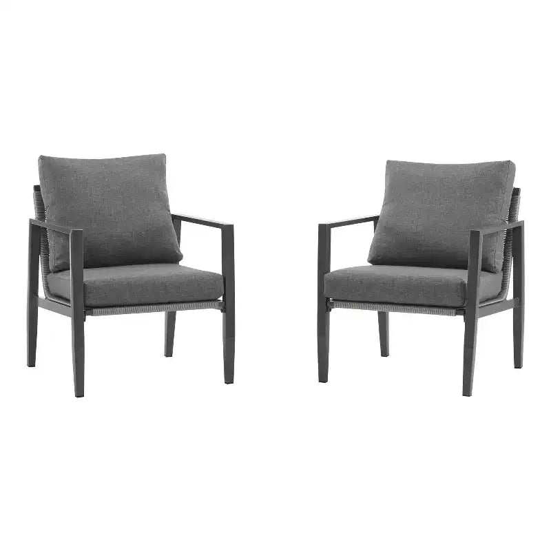 Christopher Knight Home Riley Outdoor Rope and Aluminum Upholstered Club Chair (Set of 2)