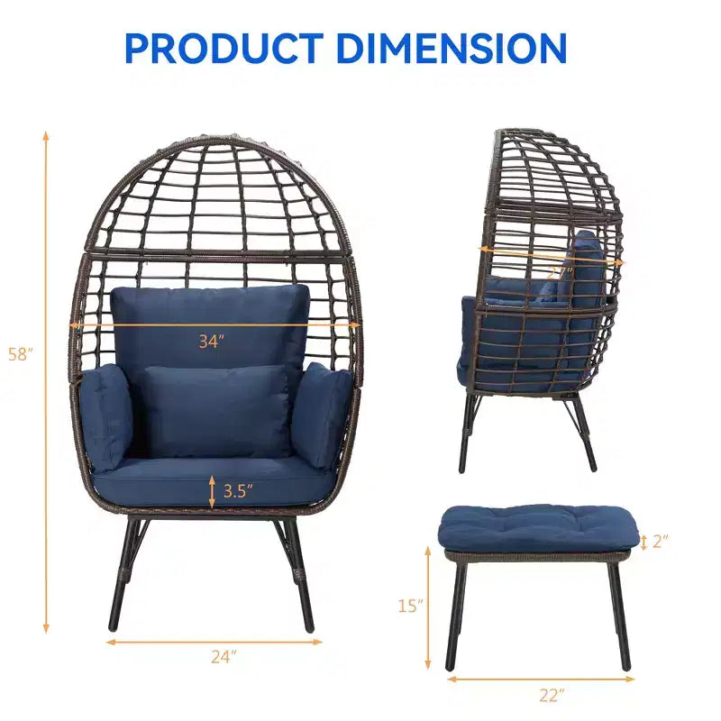 UPTIOT Wicker Outdoor Lounge Chair with Cushions