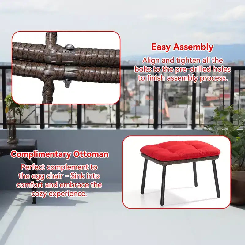 UPTIOT Wicker Outdoor Lounge Chair with Cushions