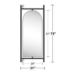 Solid Wood Ladder Embedded Arched Black Full-Length Mirror 190x80x4cm (No Stand)