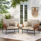 Christopher Knight Home Alma 36 Outdoor Rattan Weave Iron Club Chair with Plush Cushions (Set of 2)