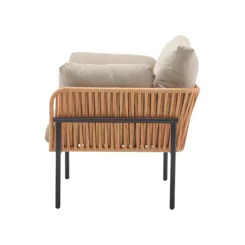 Christopher Knight Home Alma 36 Outdoor Rattan Weave Iron Club Chair with Plush Cushions (Set of 2)