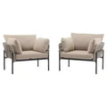 Christopher Knight Home Alma 36 Outdoor Rattan Weave Iron Club Chair with Plush Cushions (Set of 2)