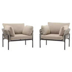 Christopher Knight Home Alma 36 Outdoor Rattan Weave Iron Club Chair with Plush Cushions (Set of 2)