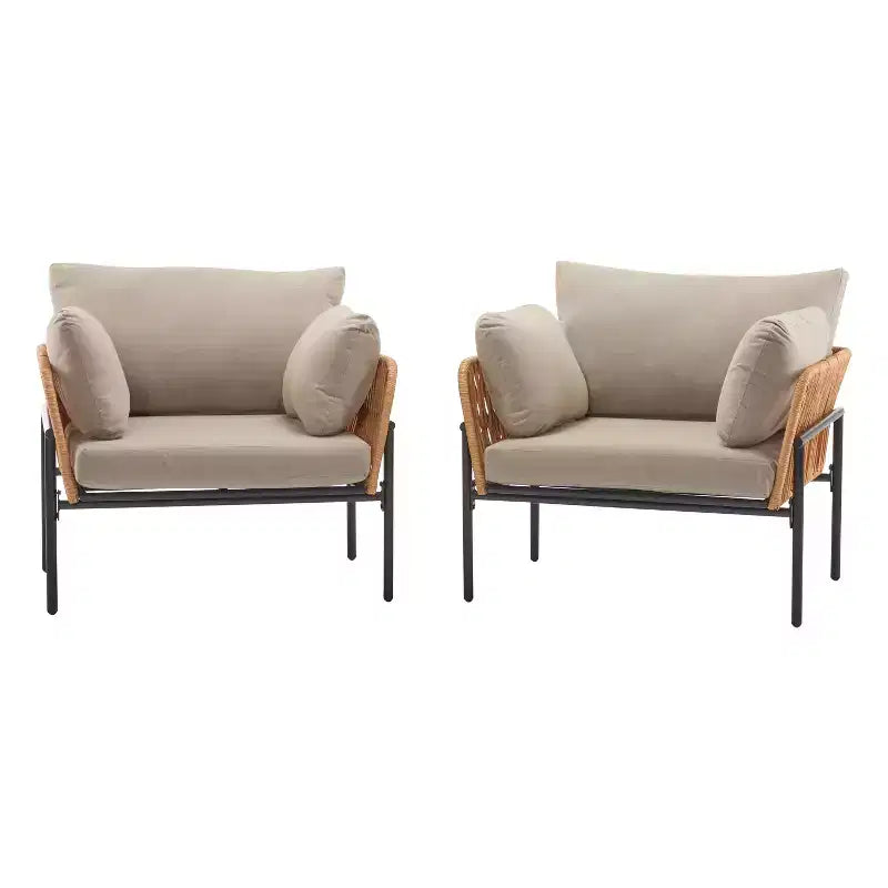 Christopher Knight Home Alma 36 Sedia Club da Esterno in Rattan Intrecciato con Morbidi Cuscini (Set di 2)