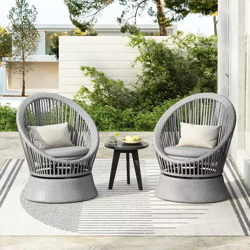 Christopher Knight Home Acheson Modern Outdoor Rattan and Iron Upholstered Accent Chair (Set of 2)
