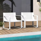 Costway Patio Chairs Set of 2/4 Weather-resistant Plastic Outdoor Armchairs White