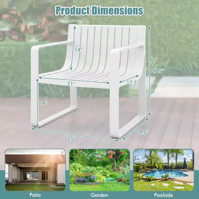 Costway Patio Chairs Set of 2/4 Weather-resistant Plastic Outdoor Armchairs White