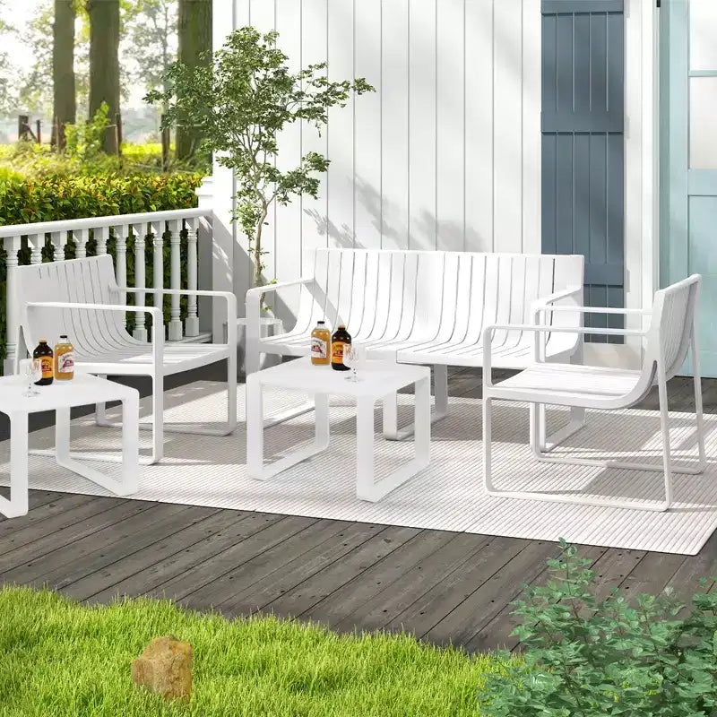 Costway Patio Chairs Set of 2/4 Weather-resistant Plastic Outdoor Armchairs White