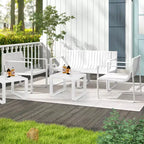 Costway Patio Chairs Set of 2/4 Weather-resistant Plastic Outdoor Armchairs White