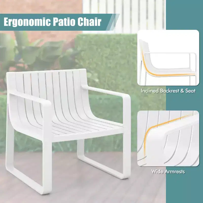 Costway Patio Chairs Set of 2/4 Weather-resistant Plastic Outdoor Armchairs White