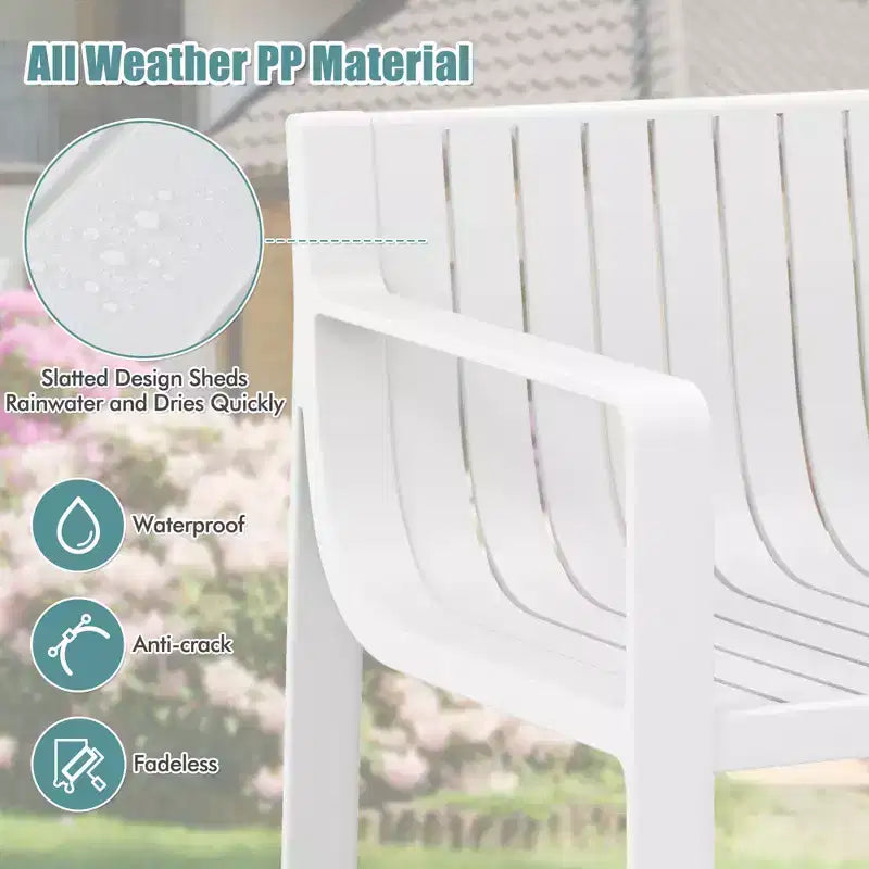 Costway Patio Chairs Set of 2/4 Weather-resistant Plastic Outdoor Armchairs White