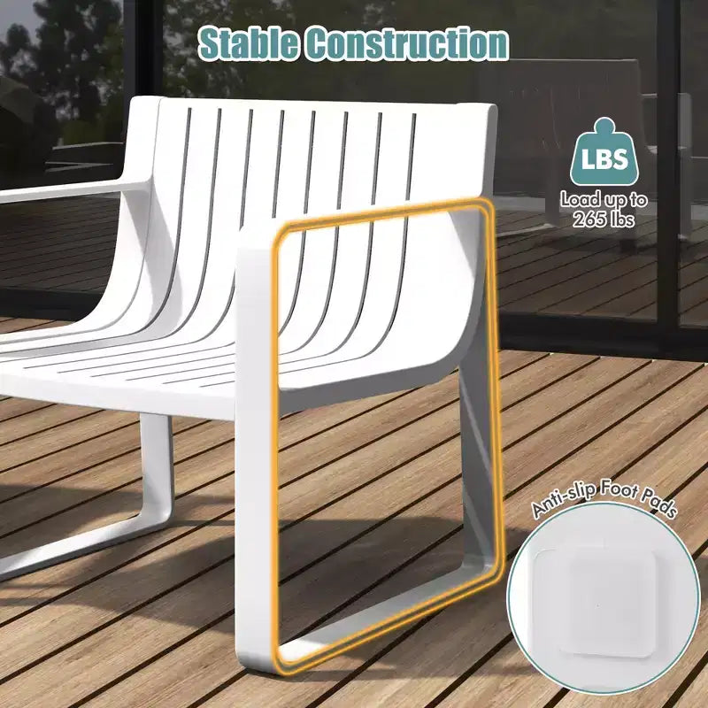 Costway Patio Chairs Set of 2/4 Weather-resistant Plastic Outdoor Armchairs White