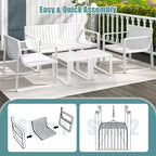Costway Patio Chairs Set of 2/4 Weather-resistant Plastic Outdoor Armchairs White