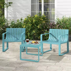 Costway Patio Chairs Set of 2/4 Weather-resistant Plastic Outdoor Armchairs Blue