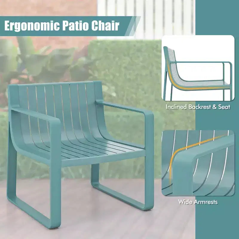 Costway Patio Chairs Set of 2/4 Weather-resistant Plastic Outdoor Armchairs Blue