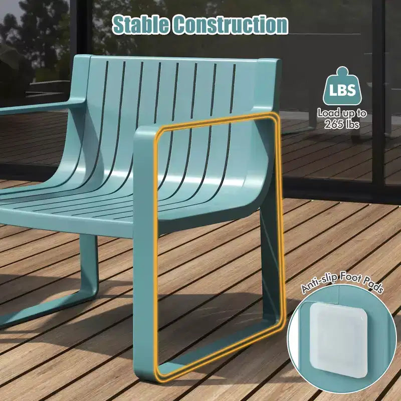 Costway Patio Chairs Set of 2/4 Weather-resistant Plastic Outdoor Armchairs Blue