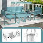 Costway Patio Chairs Set of 2/4 Weather-resistant Plastic Outdoor Armchairs Blue