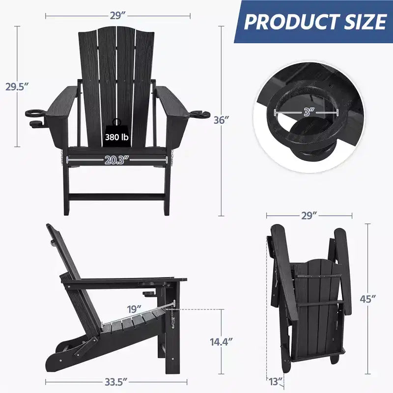 Yaheetech Folding Adirondack Chair with Cup Holder