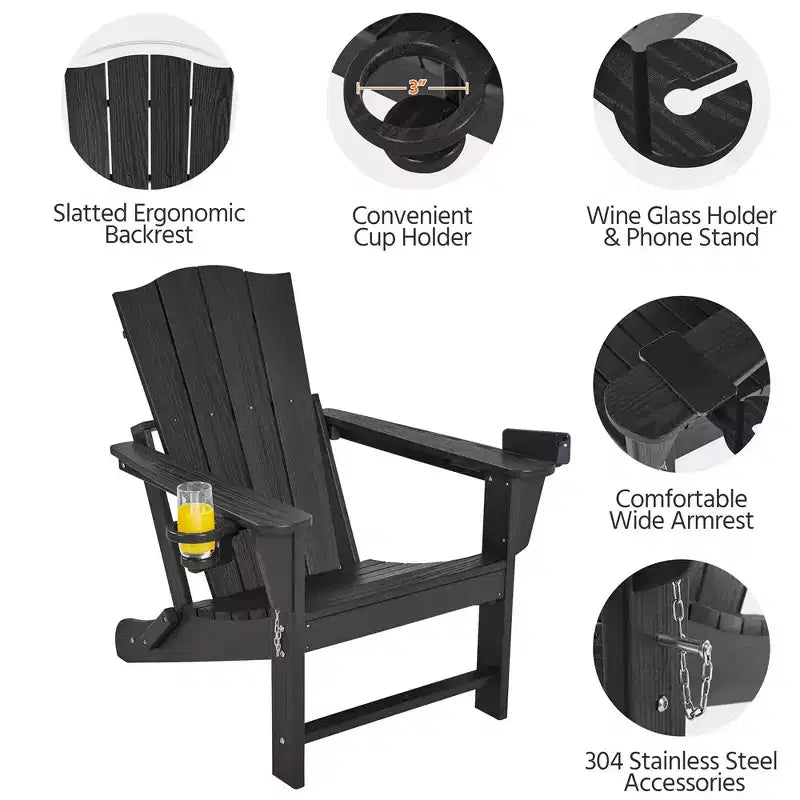 Yaheetech Folding Adirondack Chair with Cup Holder