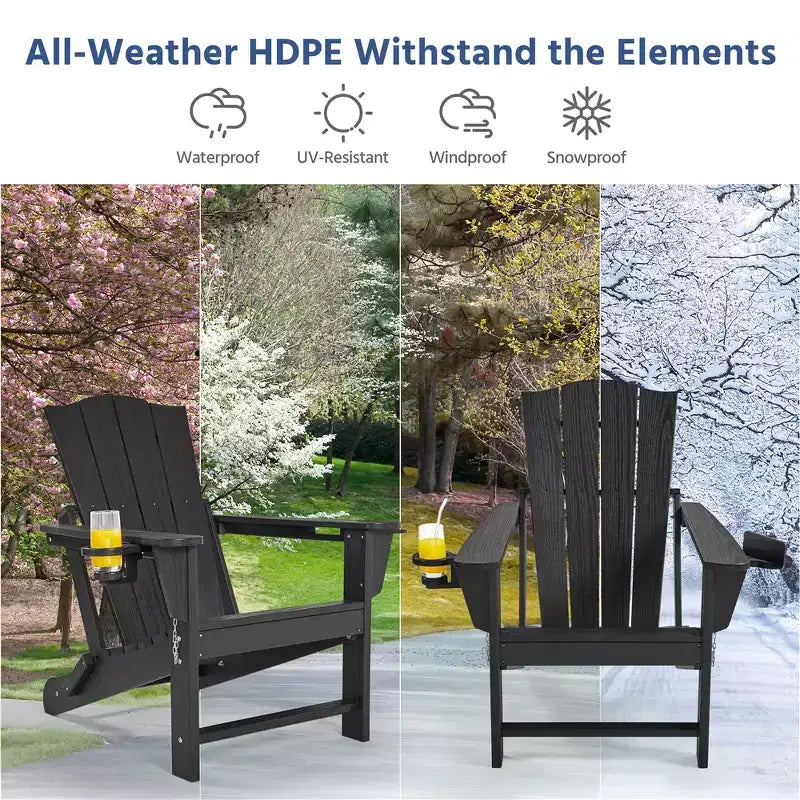 Yaheetech Folding Adirondack Chair with Cup Holder