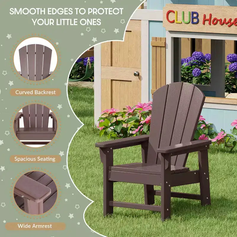 WestinTrends Malibu Sedia da Giardino per Bambini in Plastica per Esterni, Stile Adirondack (Confezione da 4)