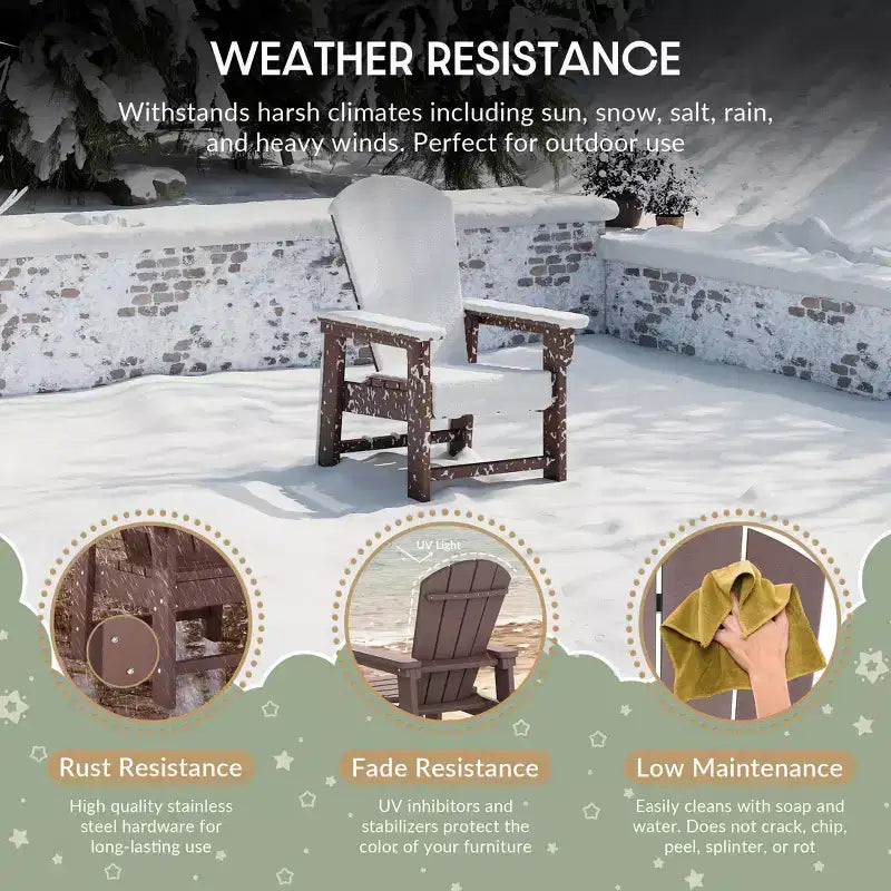 WestinTrends Malibu Set Sedia Adirondack per Bambini da Esterno in HDPE a 2 Pezzi con Tavolino Quadrato