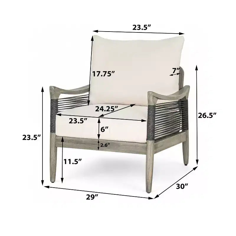 Christopher Knight Home Amos Outdoor Woven Rope Acacia Wood Club Chair with Thick Cushion