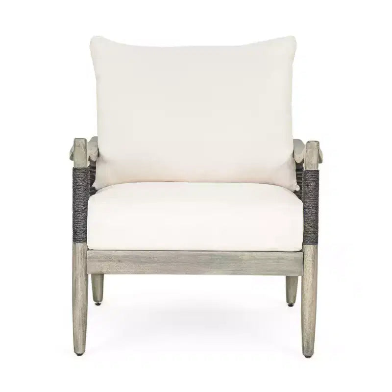 Christopher Knight Home Amos Outdoor Woven Rope Acacia Wood Club Chair with Thick Cushion