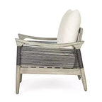 Christopher Knight Home Amos Outdoor Woven Rope Acacia Wood Club Chair with Thick Cushion