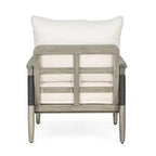 Christopher Knight Home Amos Outdoor Woven Rope Acacia Wood Club Chair with Thick Cushion