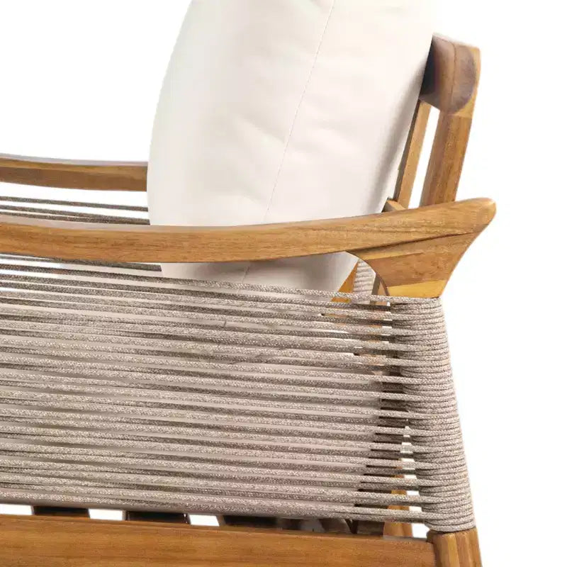 Christopher Knight Home Amos Outdoor Woven Rope Acacia Wood Club Chair with Thick Cushion
