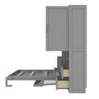 Whisen Modern Design Letto a scomparsa matrimoniale Murphy Bed a parete, ripiegabile in un armadio con guardaroba, cassetti e ripiani
