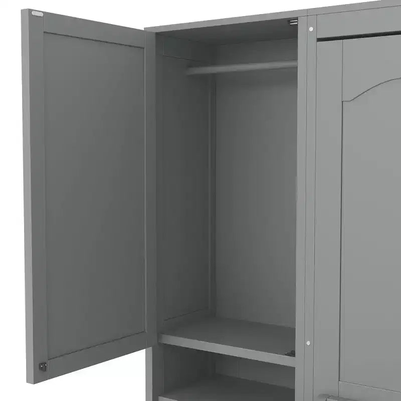 Whisen Modern Design Letto a scomparsa matrimoniale Murphy Bed a parete, ripiegabile in un armadio con guardaroba, cassetti e ripiani