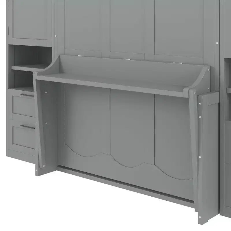 Whisen Modern Design Letto a scomparsa matrimoniale Murphy Bed a parete, ripiegabile in un armadio con guardaroba, cassetti e ripiani