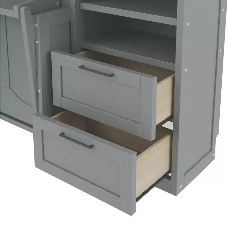 Whisen Modern Design Letto a scomparsa matrimoniale Murphy Bed a parete, ripiegabile in un armadio con guardaroba, cassetti e ripiani