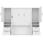 Whisen Modern Design Letto a scomparsa matrimoniale Murphy Bed a parete, ripiegabile in un armadio con guardaroba, cassetti e ripiani
