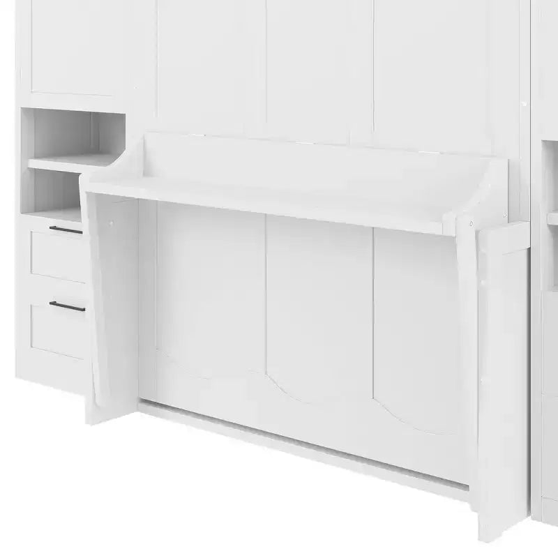 Whisen Modern Design Letto a scomparsa matrimoniale Murphy Bed a parete, ripiegabile in un armadio con guardaroba, cassetti e ripiani