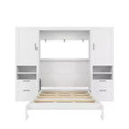 Whisen Modern Design Letto a scomparsa matrimoniale Murphy Bed a parete, ripiegabile in un armadio con guardaroba, cassetti e ripiani