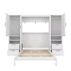 Whisen Modern Design Letto a scomparsa matrimoniale Murphy Bed a parete, ripiegabile in un armadio con guardaroba, cassetti e ripiani